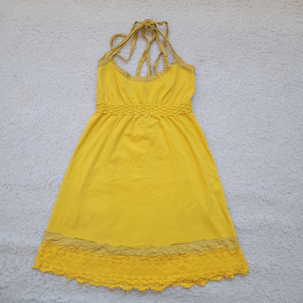 Anthropologie yellow halter dress
